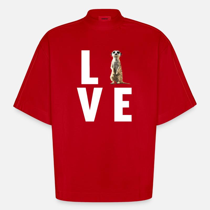 Suricate Erdmännchen - T-shirt bio épais oversize Boxy fabriqué en UE - rouge