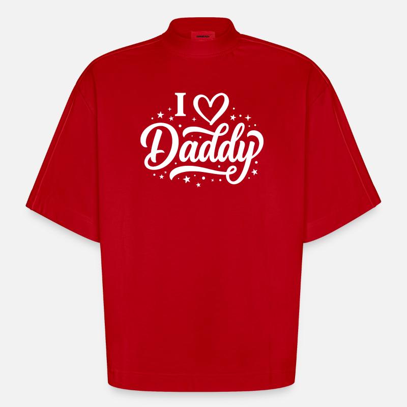 I Love Daddy Script Tee - Heavyweight Oversized Organic Boxy T-Shirt Made in EU - Rot