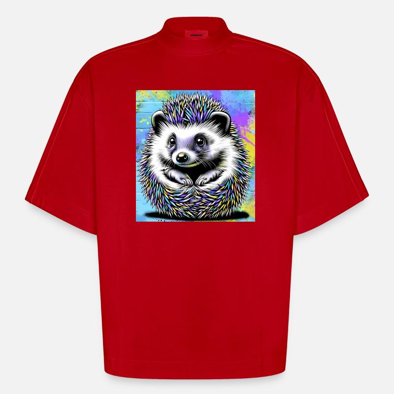 hérisson - T-shirt bio épais oversize Boxy fabriqué en UE - rouge