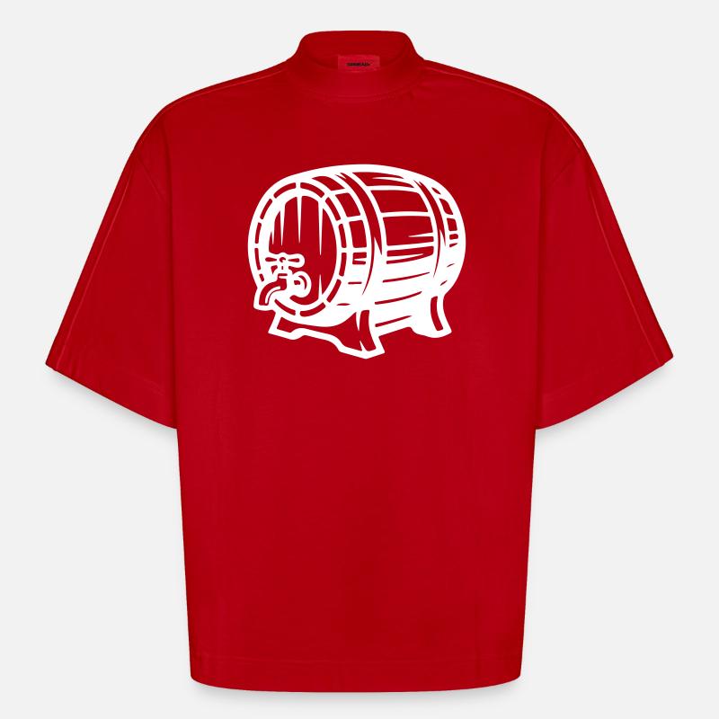 Bierfass Symbol Bier - Heavyweight Oversized Organic Boxy T-Shirt Made in EU - Rot
