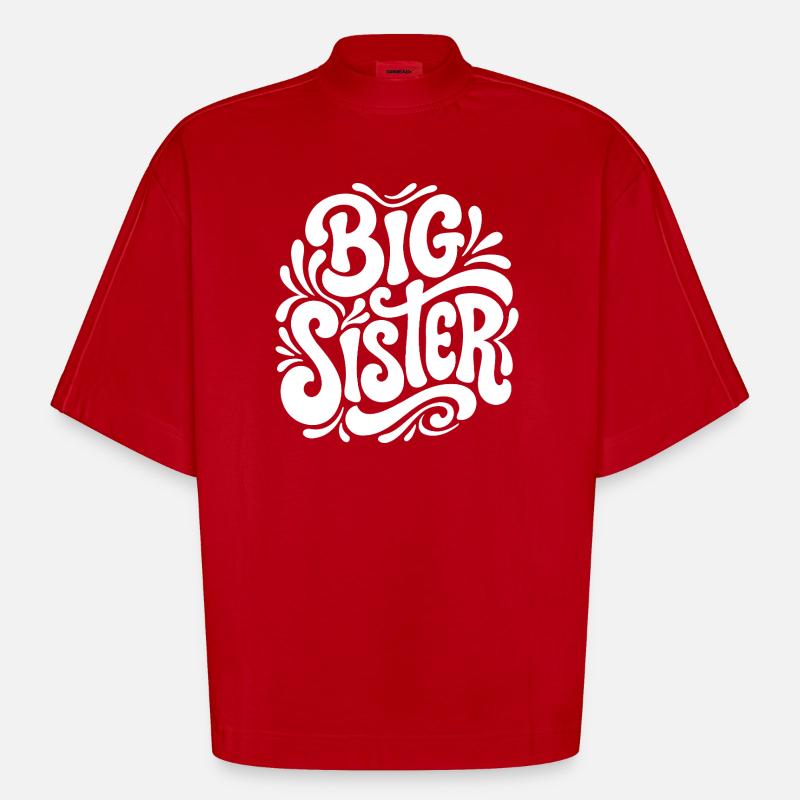 Big Sister Psychedelic Splash - T-shirt bio épais oversize Boxy fabriqué en UE - rouge