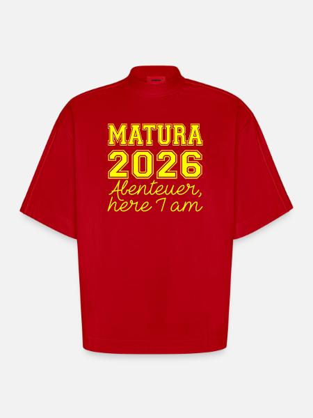 Matura 2026 Spruch - Heavyweight Oversized Organic Boxy T-Shirt Made in EU - red