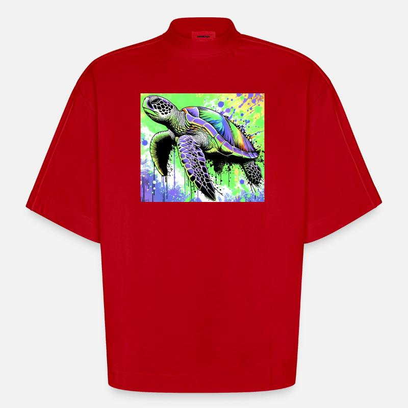 turtle - Heavyweight Oversized Organic Boxy T-Shirt Made in EU - red
