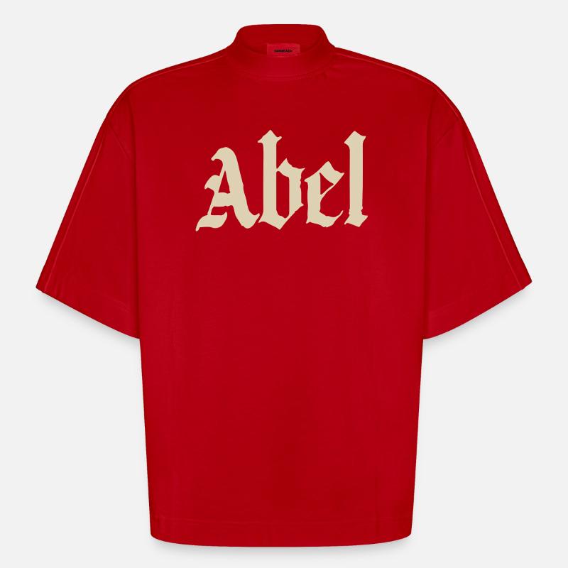 Abel Gothic Script - Heavyweight Oversized Organic Boxy T-Shirt Made in EU - Rot