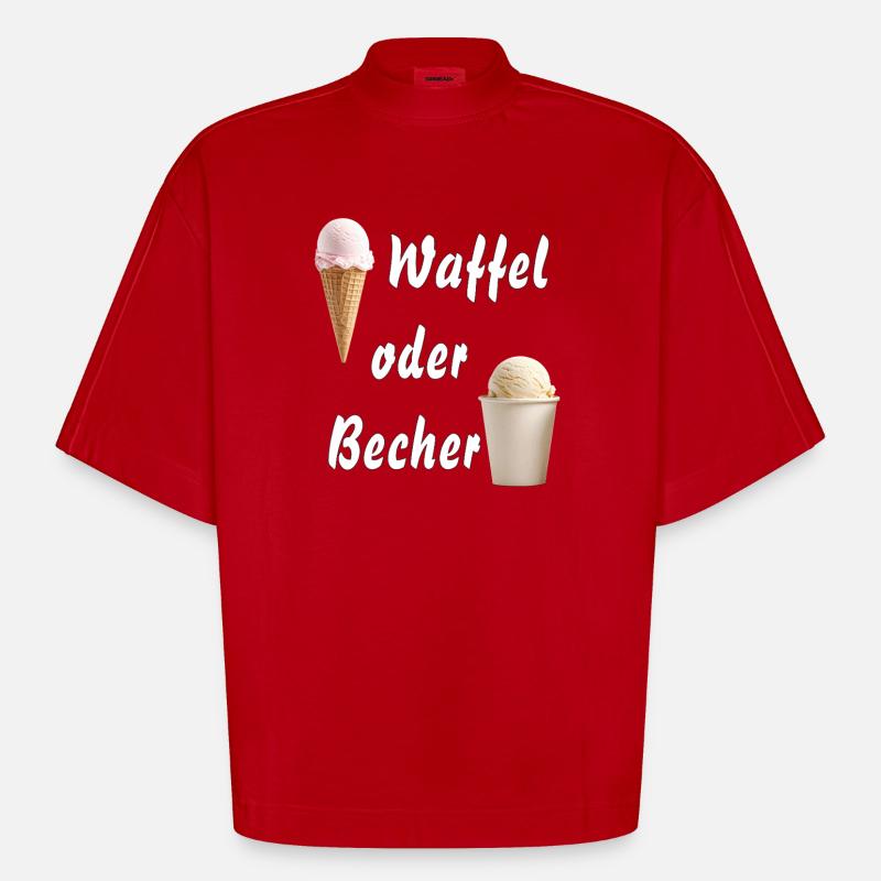 EIS WAFFEL ODER BECHER - Heavyweight Oversized Organic Boxy T-Shirt Made in EU - Rot