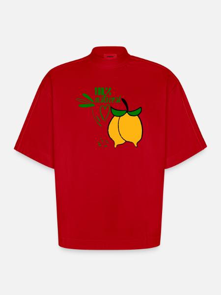Lemons - Heavyweight Oversized Organic Boxy T-Shirt Made in EU - red