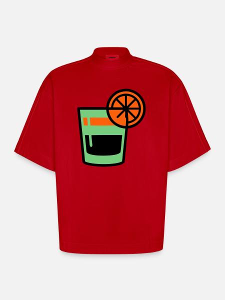 Cocktail Glas Logo - Heavyweight Oversized Organic Boxy T-Shirt Made in EU - Rot