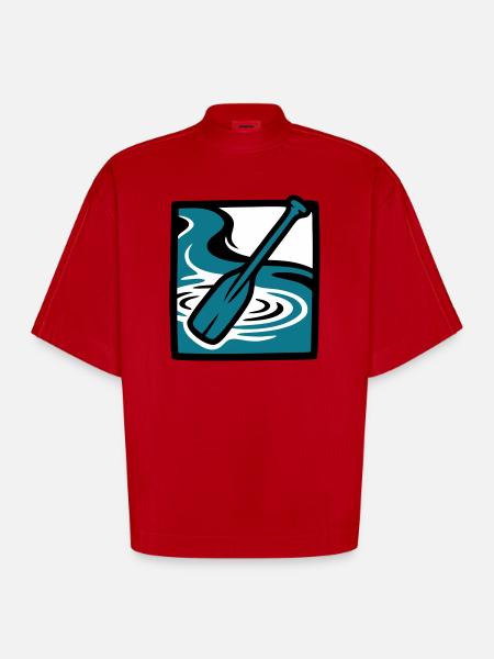 Paddle River Water Icon - Heavyweight Oversized Organic Boxy T-Shirt Made in EU - red
