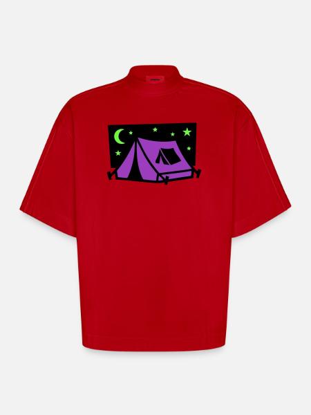 Festival Tent Night Logo - Heavyweight Oversized Organic Boxy T-Shirt Made in EU - red