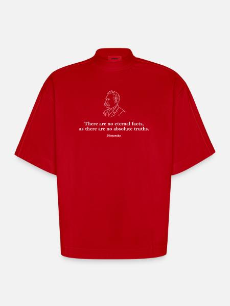 Nietzsche-Zitat: Keine ewigen Fakten - Heavyweight Oversized Organic Boxy T-Shirt Made in EU - Rot