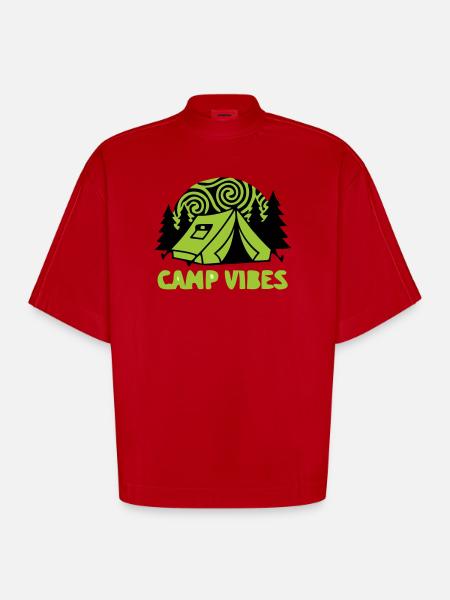 Zelt Camp Vibes Logo - Heavyweight Oversized Organic Boxy T-Shirt Made in EU - Rot