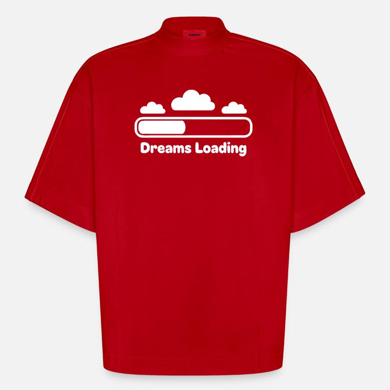 Dreams Loading Cloud Progress - Heavyweight Oversized Organic Boxy T-Shirt Made in EU - red