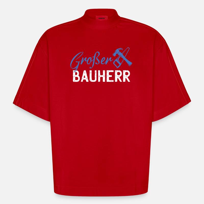 Graphismes de bâtiments GrafBen Builder - T-shirt bio épais oversize Boxy fabriqué en UE - rouge
