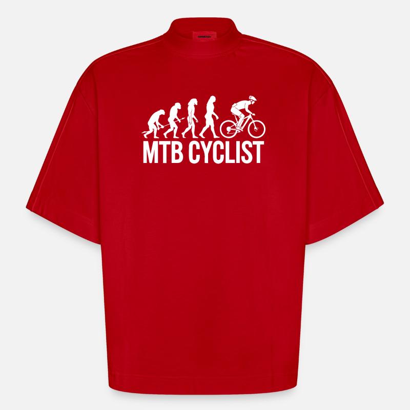 Evolution einer MTB-Radfahrer-Silhouette - Heavyweight Oversized Organic Boxy T-Shirt Made in EU - Rot