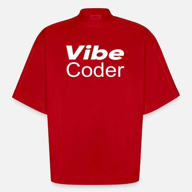 Techno-utopie : Vibe Coder - T-shirt bio épais oversize Boxy fabriqué en UE - rouge