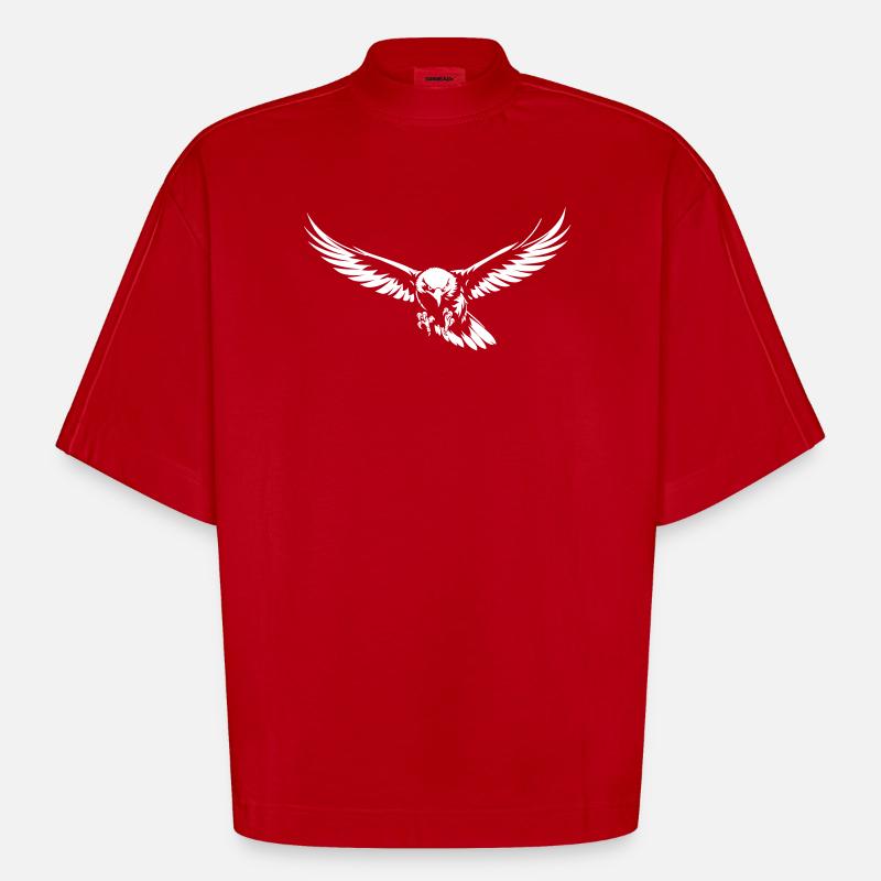 Attacking eagle in flight - Heavyweight Oversized Organic Boxy T-Shirt Made in EU - red