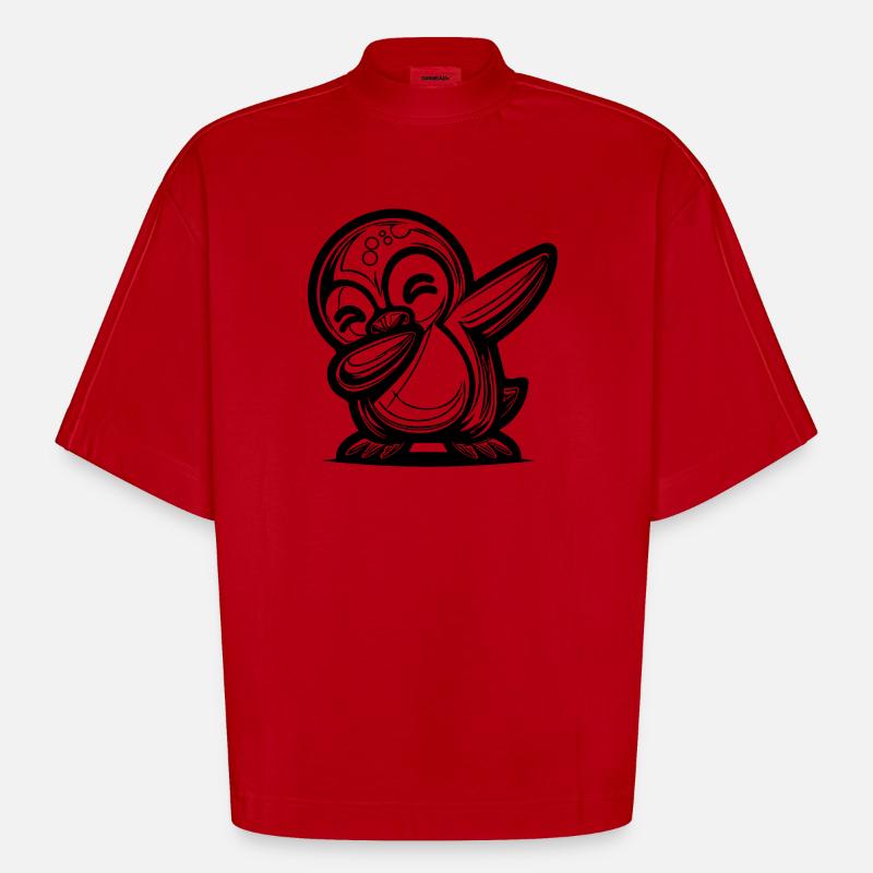 Süsser Pinguin Kleiner Dabbing Pinguin - Heavyweight Oversized Organic Boxy T-Shirt Made in EU - Rot