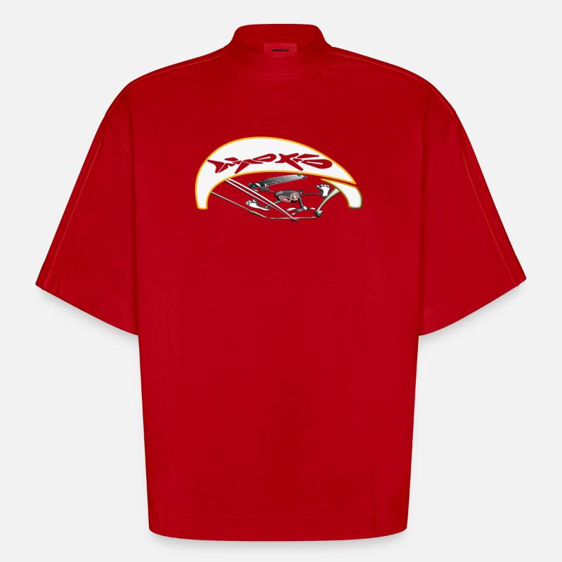 Kiter actif avec trajectoire dynamique - T-shirt bio épais oversize Boxy fabriqué en UE - rouge