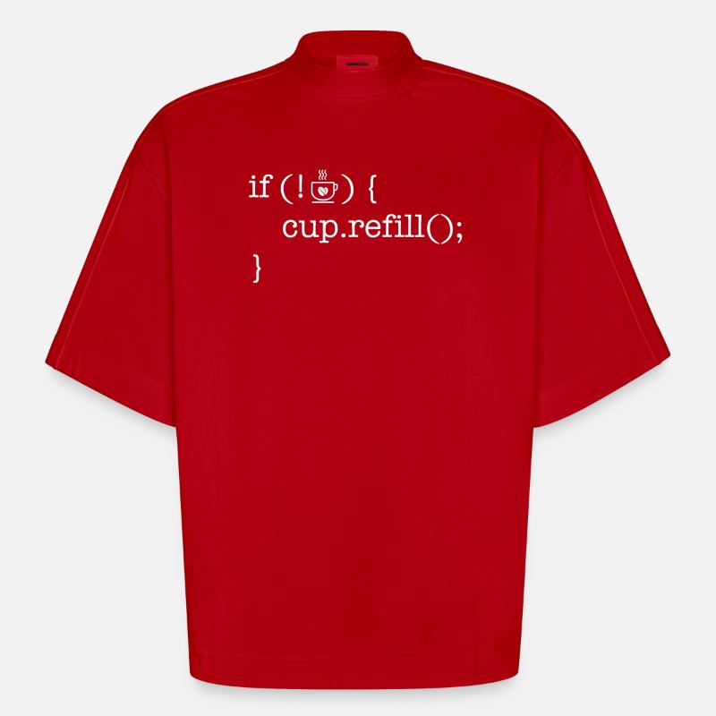 Coffee code lover software developer programmer - Heavyweight Oversized Organic Boxy T-Shirt Made in EU - red
