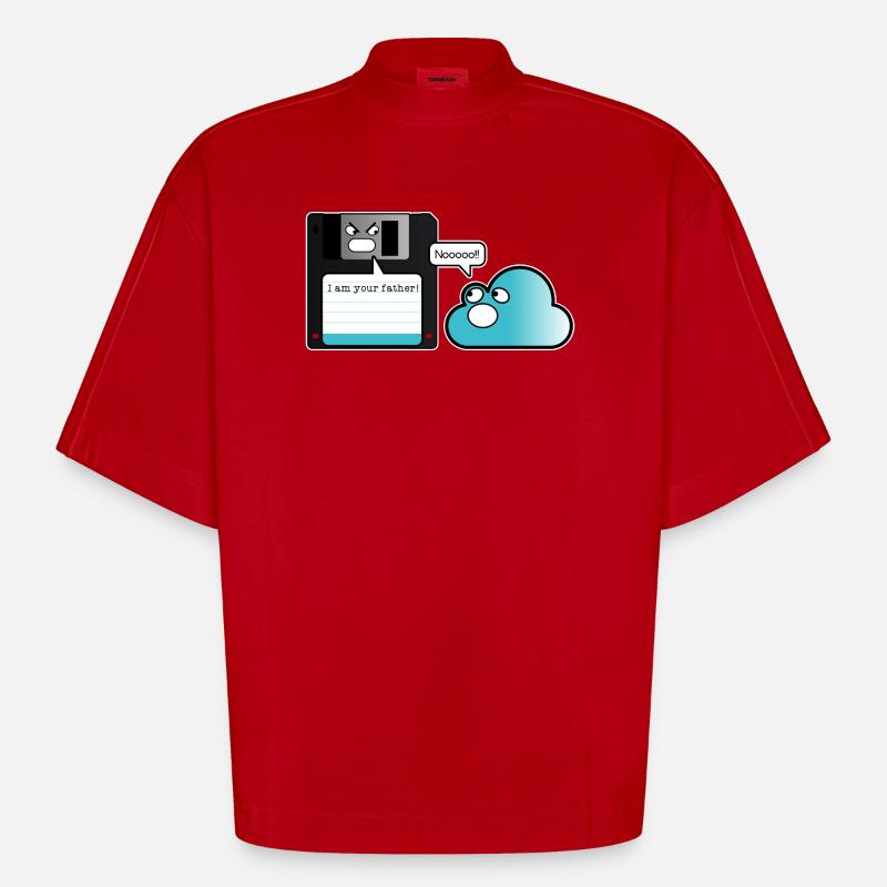 Diskette Cloud Speicher Vater Computer Witz - Heavyweight Oversized Organic Boxy T-Shirt Made in EU - Rot