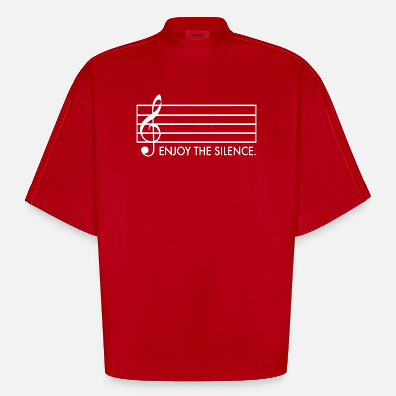 Écoute le silence - T-shirt bio épais oversize Boxy fabriqué en UE - rouge