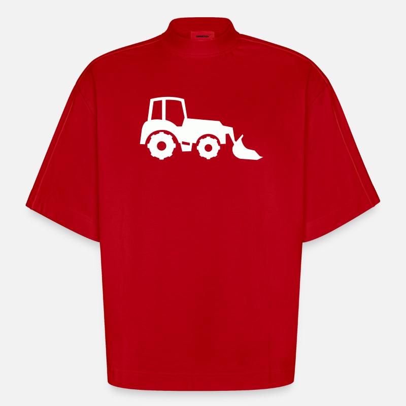 Traktor Silhouette Frontlader - Heavyweight Oversized Organic Boxy T-Shirt Made in EU - Rot