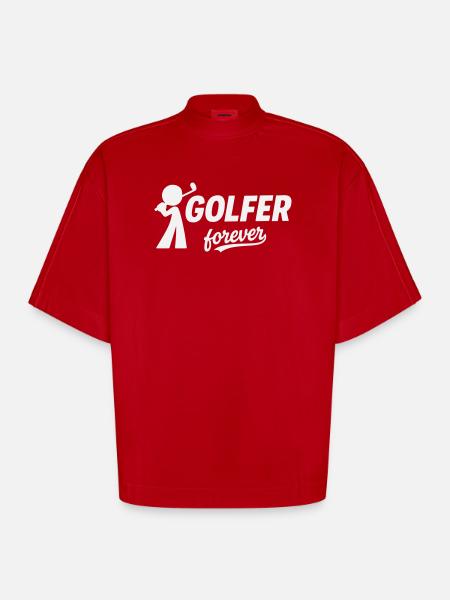 Golf, Golfer Forever Silhouette - Heavyweight Oversized Organic Boxy T-Shirt Made in EU - Rot