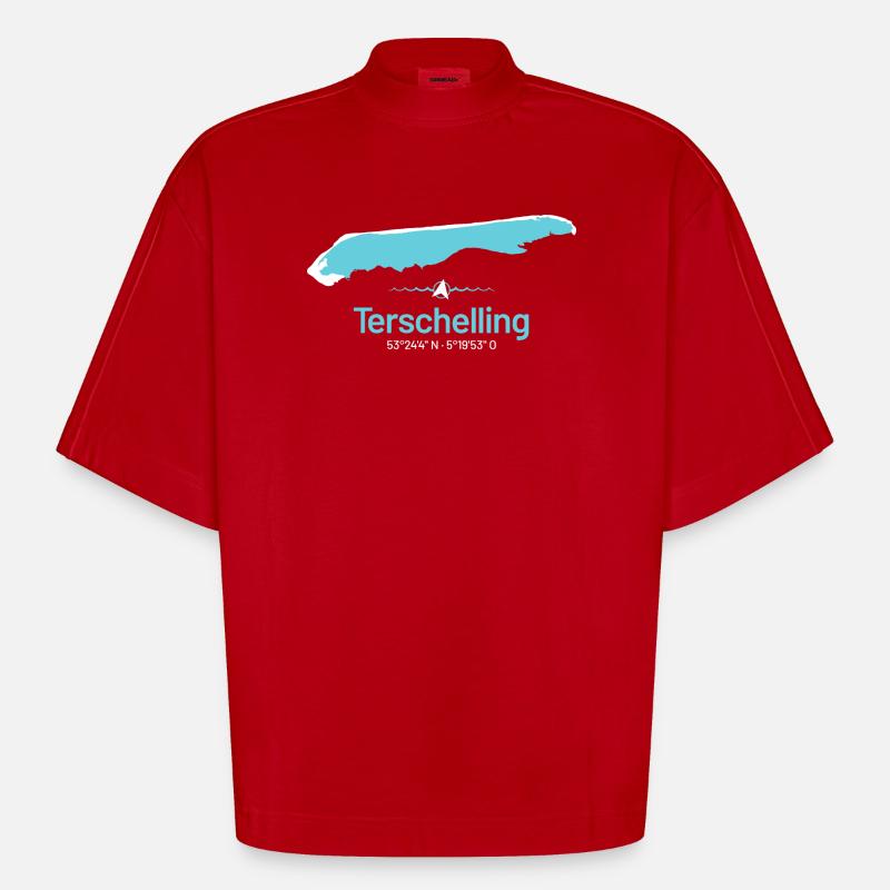 Terschelling | Design map - Heavyweight Oversized Organic Boxy T-Shirt Made in EU - red