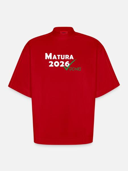 Matura 2026 Done - Heavyweight Oversized Organic Boxy T-Shirt Made in EU - Rot