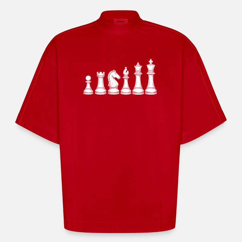 Cavalier d’échecs ornemental – Conception - T-shirt bio épais oversize Boxy fabriqué en UE - rouge