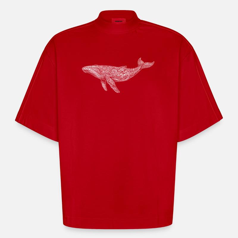 knølhval - Heavyweight Oversized Organic Boxy T-skjorte produsert i EU - rød