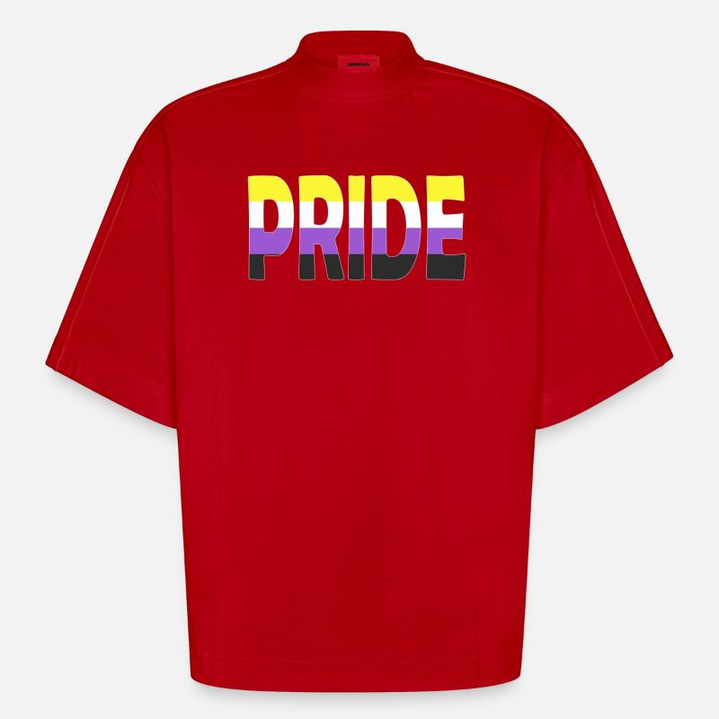 Pride Schriftzug Non-Binary Nichtbinär LGBTQ - Heavyweight Oversized Organic Boxy T-Shirt Made in EU - Rot