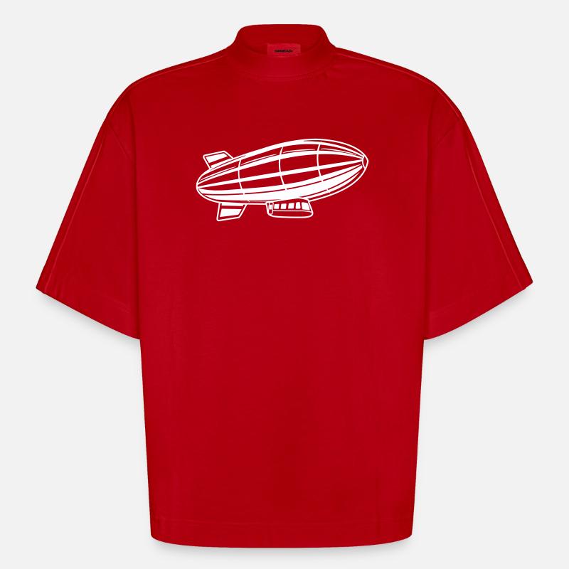 Silhouette de dirigeable Zeppelin - T-shirt bio épais oversize Boxy fabriqué en UE - rouge