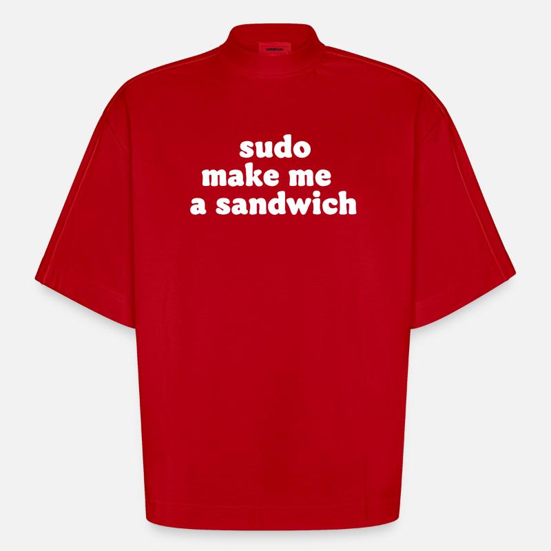 Sudo Commando Meme Sandwich - Heavyweight Oversized Organic Boxy T-Shirt Made in EU - red