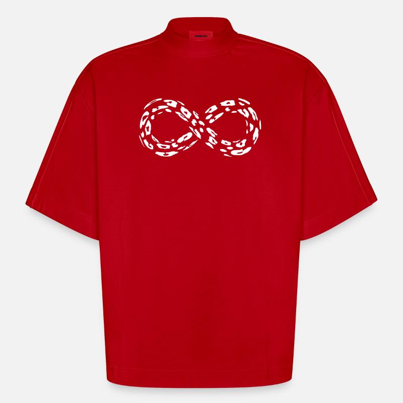 Leopard Infinity Schleife - Heavyweight Oversized Organic Boxy T-Shirt Made in EU - Rot