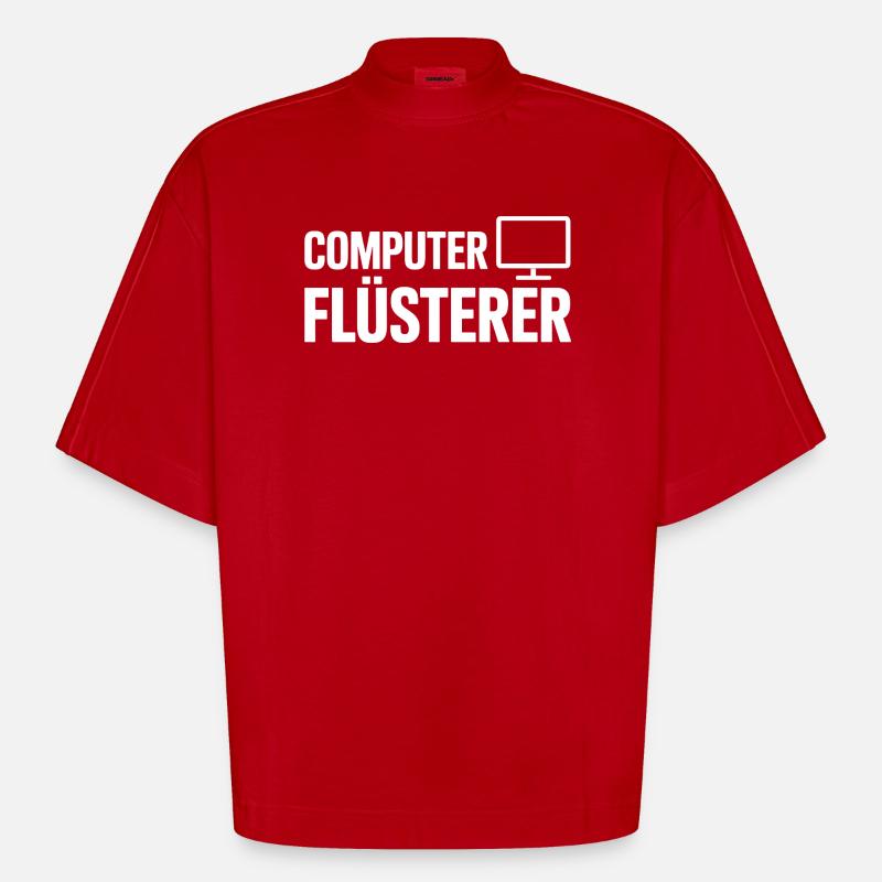 Computer Whisperer – Conception d’icônes de moniteur - T-shirt bio épais oversize Boxy fabriqué en UE - rouge