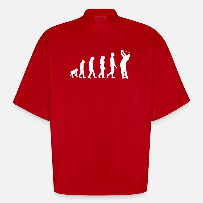 Évolution du swing de golf - T-shirt bio épais oversize Boxy fabriqué en UE - rouge