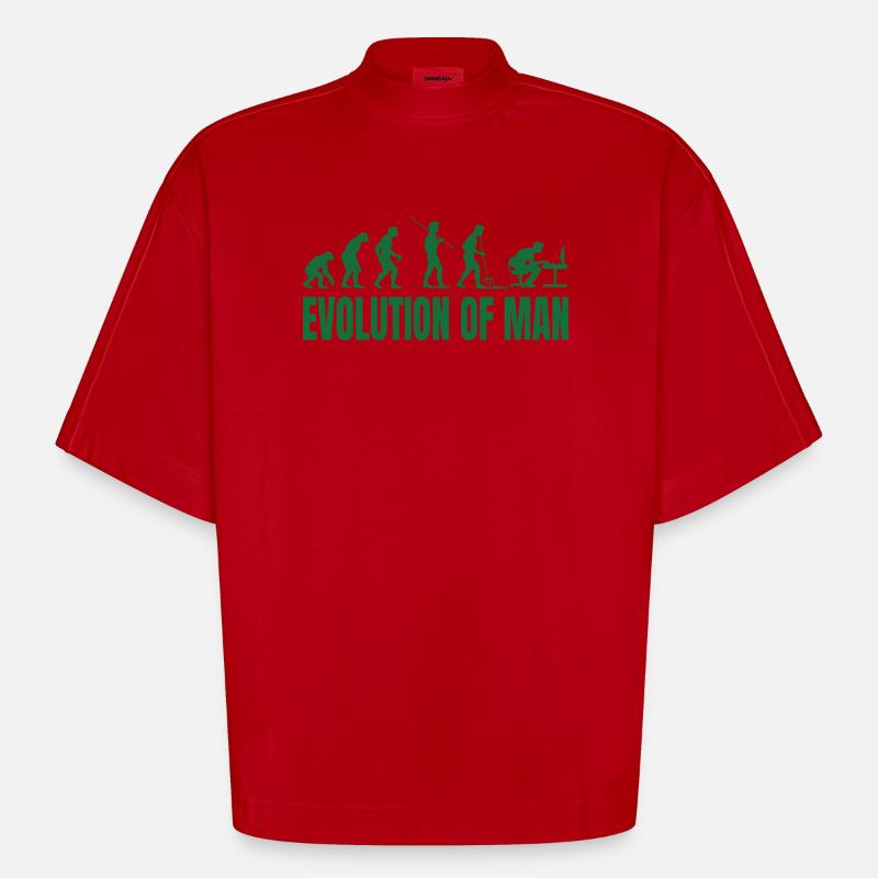 Évolution de l’homme Programmeur IT - T-shirt bio épais oversize Boxy fabriqué en UE - rouge