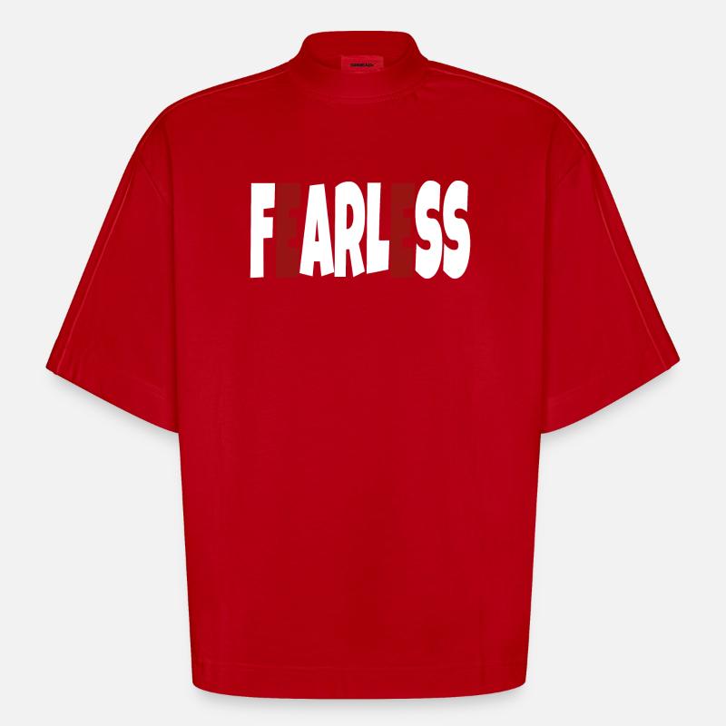 Furchtlos - einfacher Text - Heavyweight Oversized Organic Boxy T-Shirt Made in EU - Rot