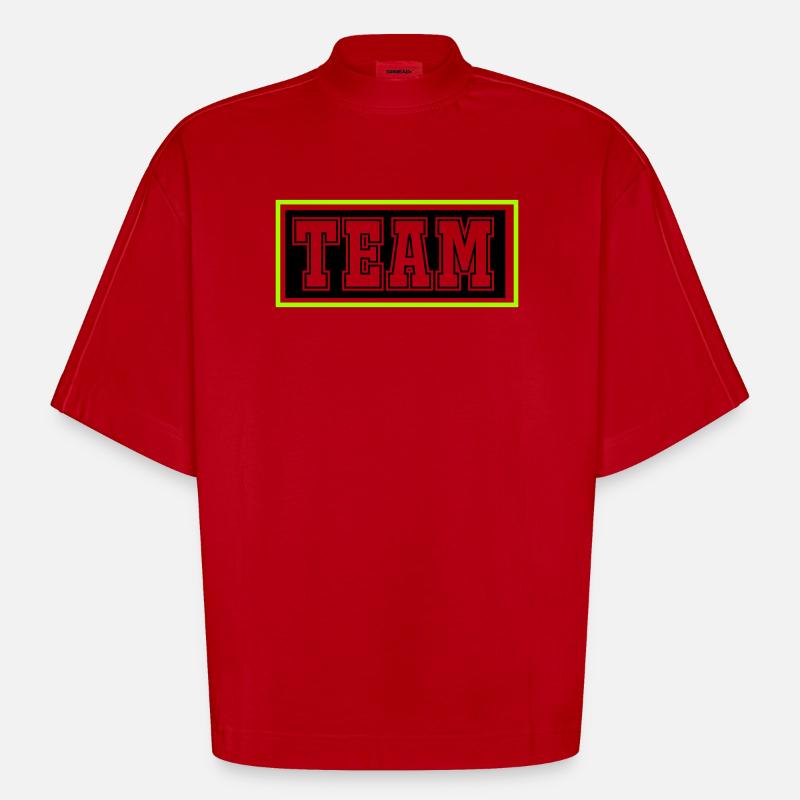 Équipe - T-shirt bio épais oversize Boxy fabriqué en UE - rouge
