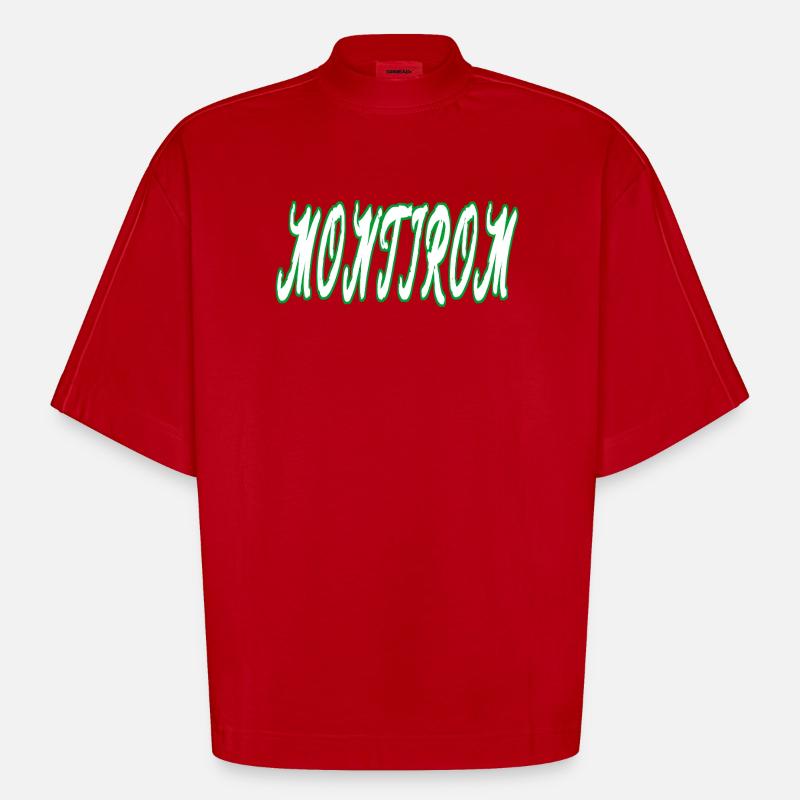 Texte du Montirom - T-shirt bio épais oversize Boxy fabriqué en UE - rouge
