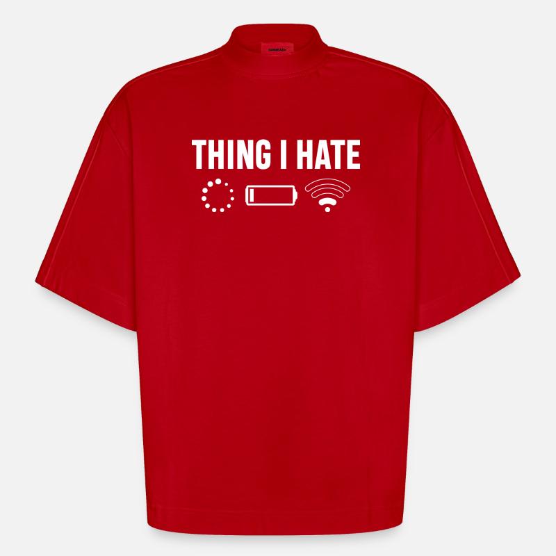 Thing I Hate Tech Icons - Heavyweight Oversized Organic Boxy T-Shirt Made in EU - red