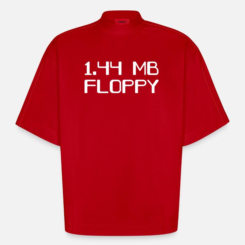 Floppy Disk 90s Storage - Heavyweight Oversized Organic Boxy T-Shirt Made in EU - red