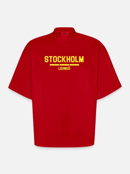Stockholm Lidingö Urban Design - Heavyweight Oversized Organic Boxy T-Shirt Made in EU - red