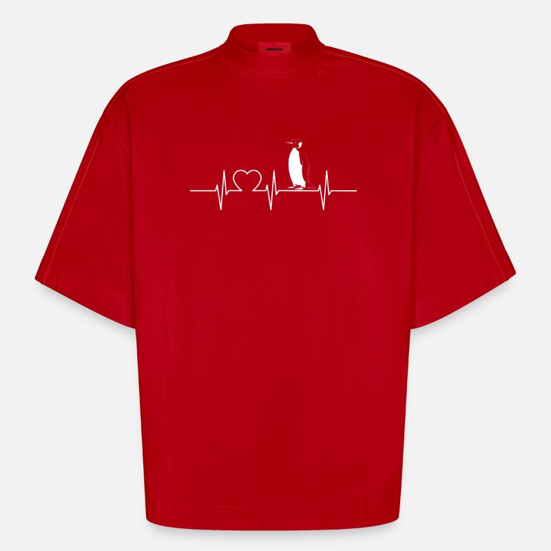 Pinguine Pinguin - Heavyweight Oversized Organic Boxy T-Shirt Made in EU - Rot