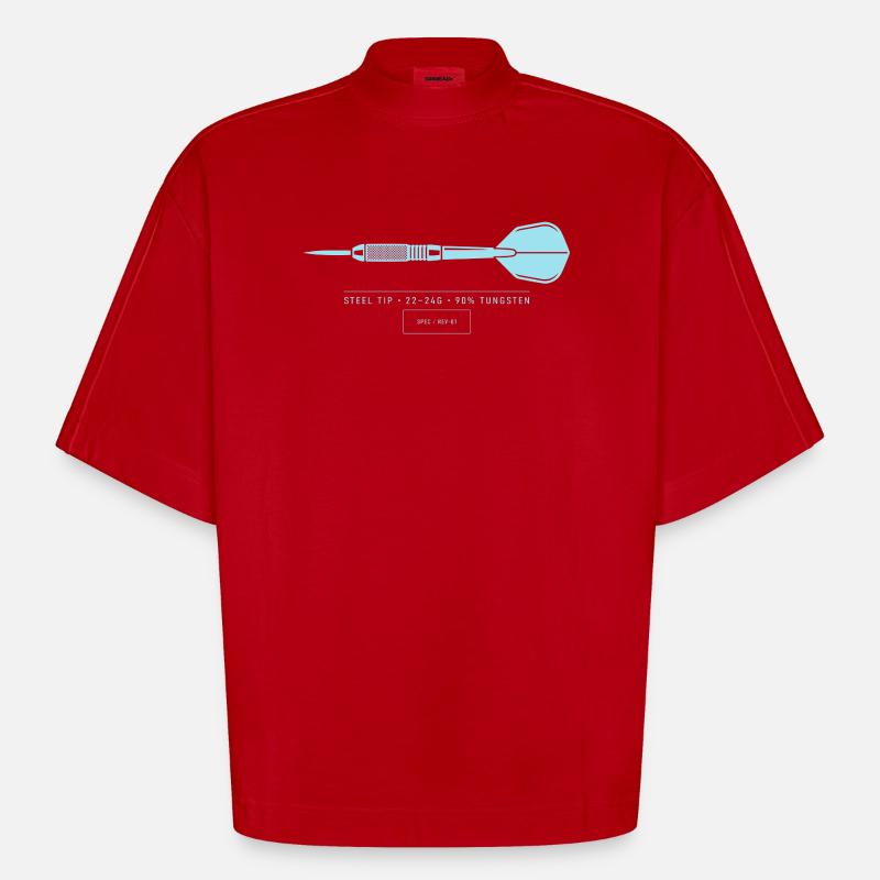 Plan technique d’illustration de fléchettes Fléchette - T-shirt bio épais oversize Boxy fabriqué en UE - rouge