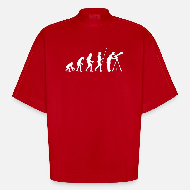 Astronomie Evolution - Heavyweight Oversized Organic Boxy T-Shirt Made in EU - Rot