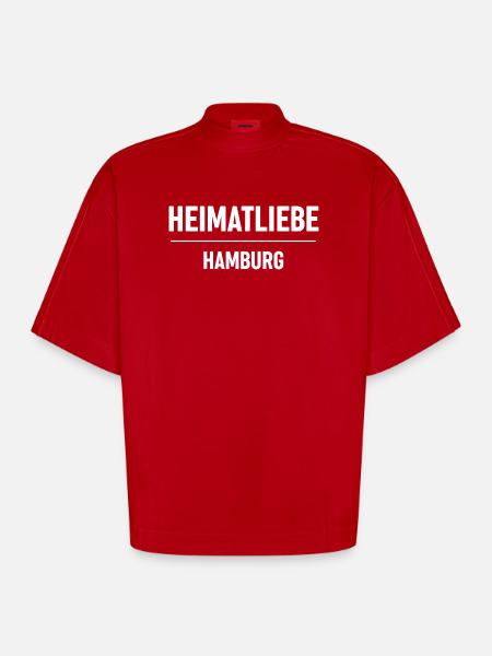 Heimatliebe Hamburg - Heavyweight Oversized Organic Boxy T-Shirt Made in EU - Rot