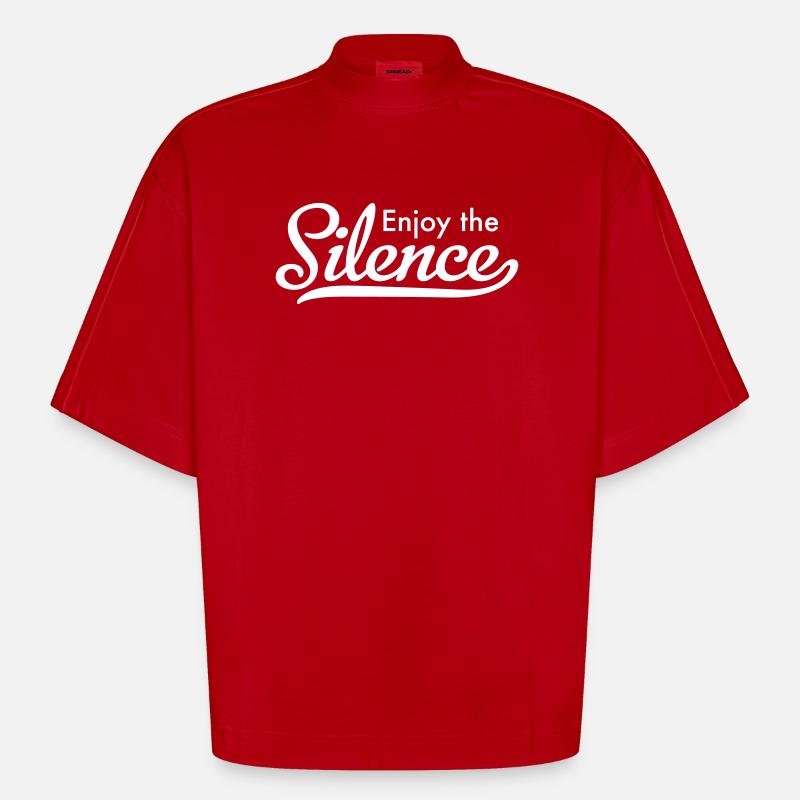 Écoute le silence - T-shirt bio épais oversize Boxy fabriqué en UE - rouge