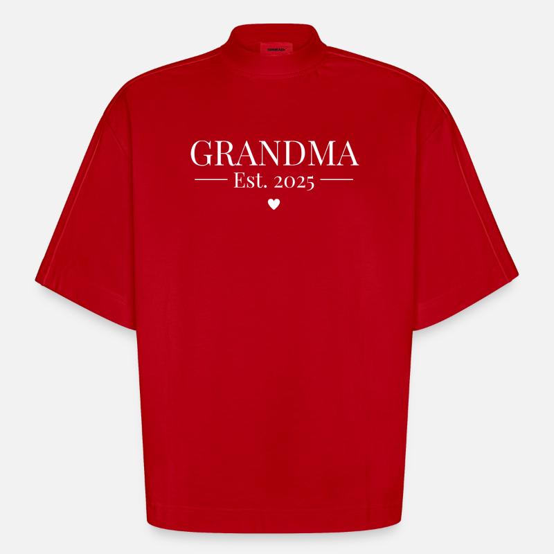Grand-mère établie 2025 - T-shirt bio épais oversize Boxy fabriqué en UE - rouge
